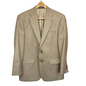 Ralph Lauren Plaid Wool-Silk Sports Coat Beige Brown Size 38R Made In Canada